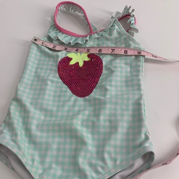 Sweet Pineapple Sequin Strawberry and Gingham One Piece Swimsuit Size 4T - Picture 9 of 10